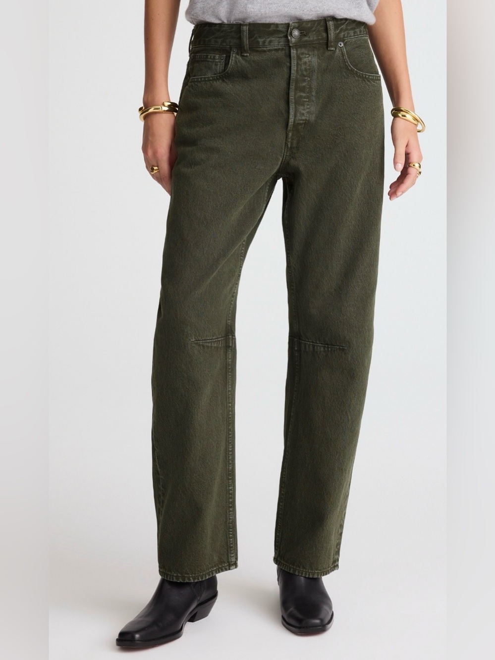 Madewell Darted Barrel Jeans in Olive Green Size 24